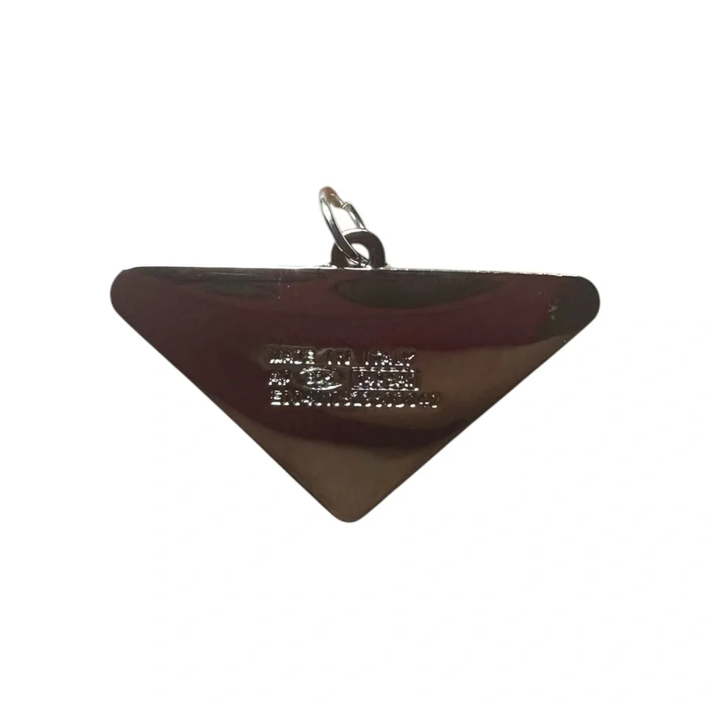 Prada Mint Green and Silver Triangle Logo Zipper Pull Charm Made in Italy_6